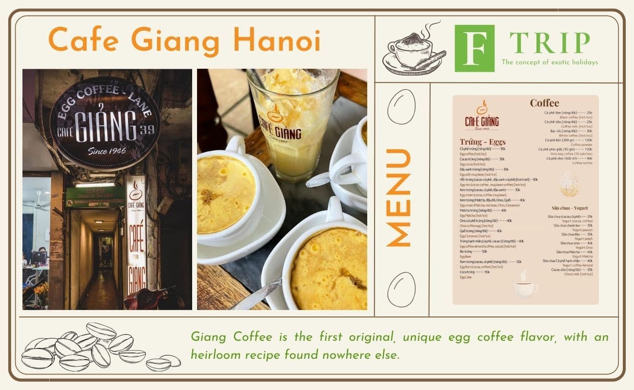 Giang Coffee is the first original, unique egg coffee flavor, with an heirloom recipe found nowhere else