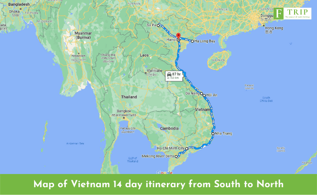 Map of Vietnam Itinerary