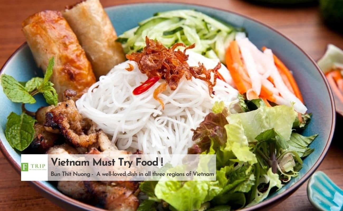 Bun Thit Nuong is a popular and must-try Vietnamese food but extremely delicious and loved by many people (Source: Internet)