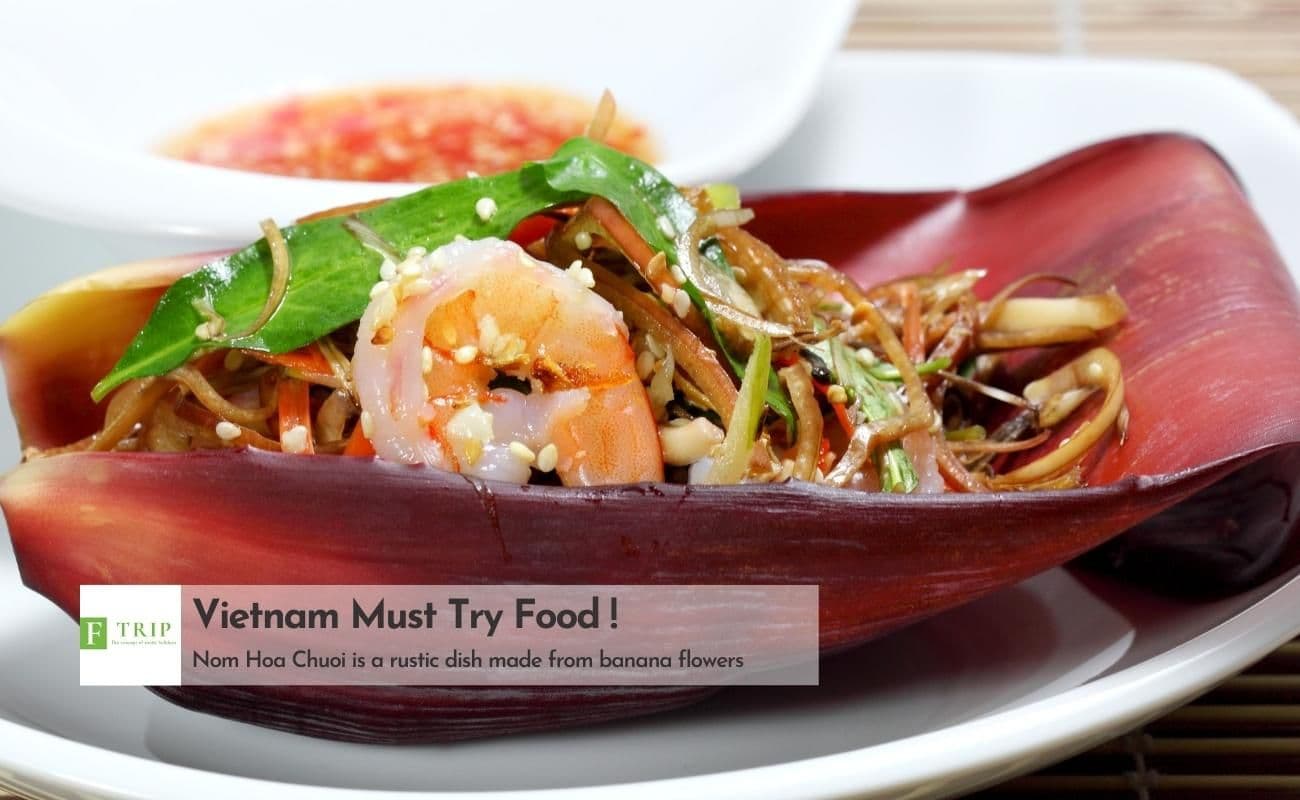 Nom Hoa Chuoi is a rustic dish made from banana flowers (Source: Internet)