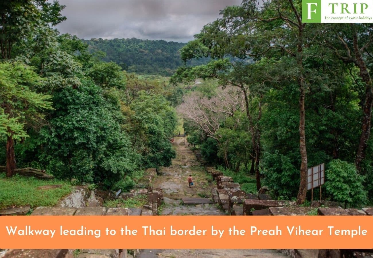 Walkway leading to the Thai border by the Preah Vihear Temple
