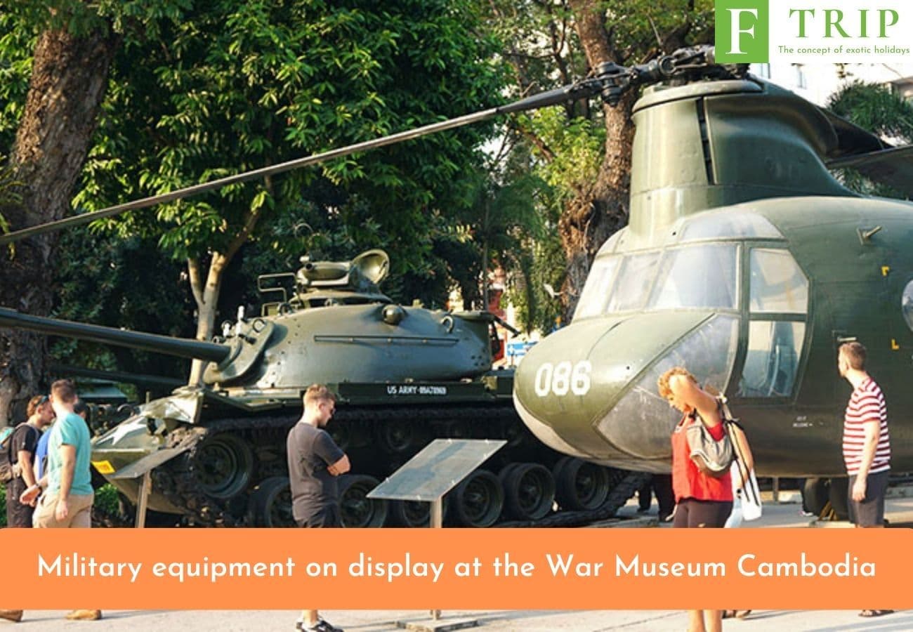 Military equipment on display at the War Museum Cambodia
