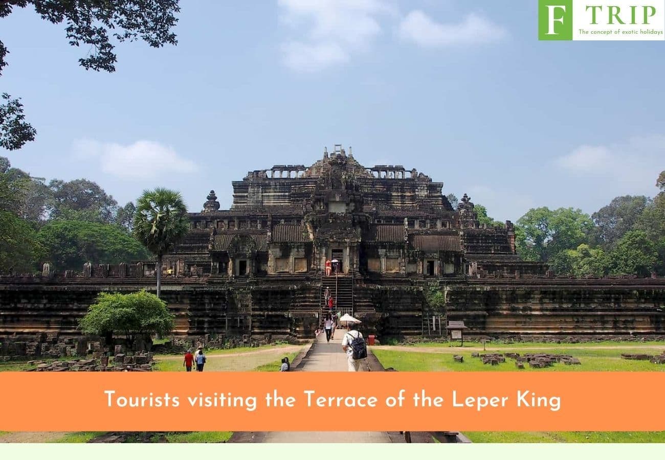 Tourists visiting the Terrace of the Leper King