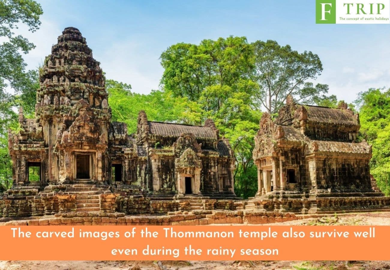 The carved images of the Thommanon temple also survive well even during the rainy season (Source: Internet)