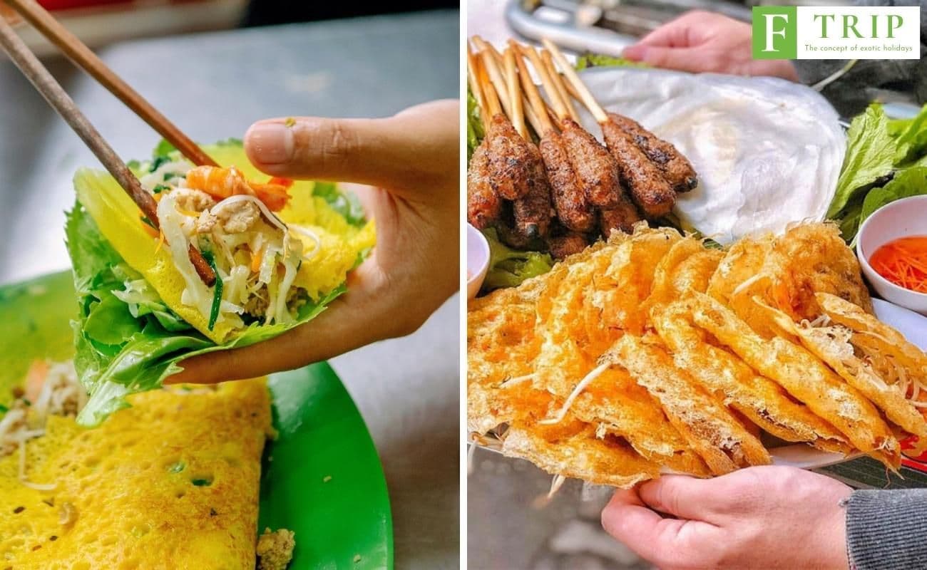 As pancakes are poured into the pan, they make a "sizzling" sound, which gives the dish its name (Source: Internet)