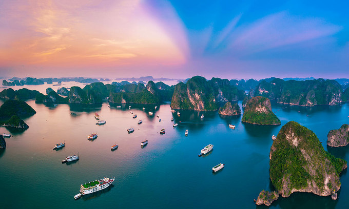 Ha Long Bay is a popular travel destination in Quang Ninh Province, Vietnam, and a UNESCO World Heritage Site 
