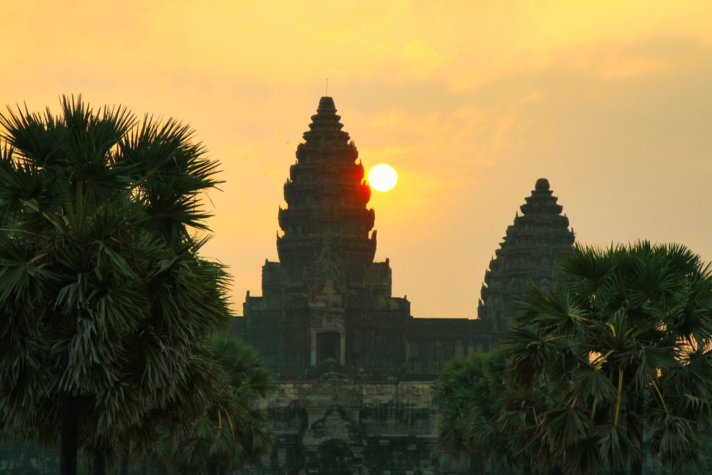 A well-known temple complex in Cambodia is called Angkor Wat 
