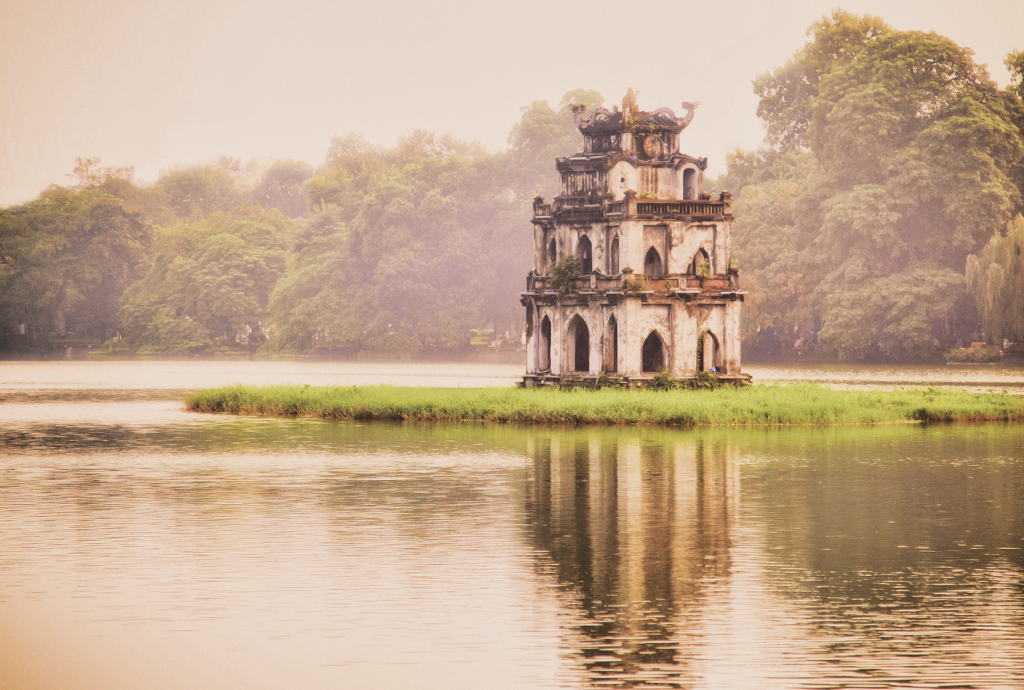 Hoan Kiem lake in Hanoi Vietnam
